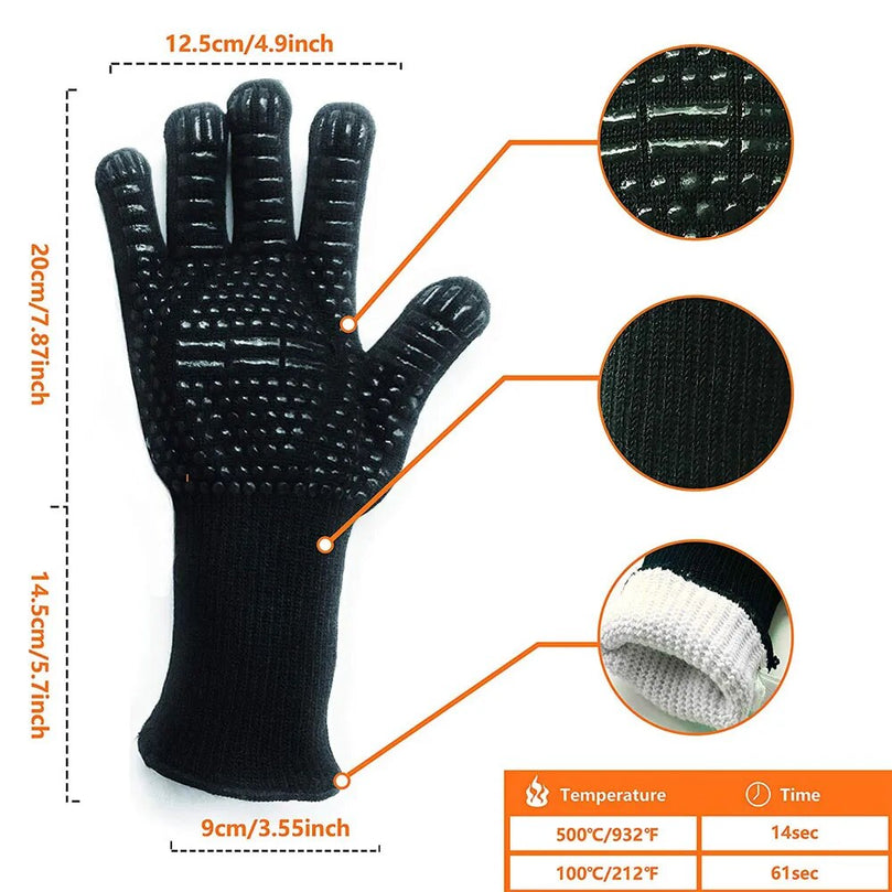Grill Glitter Non-Slip Cut Shield Silicon Grill Gloves Heat Resistant up to 930°F