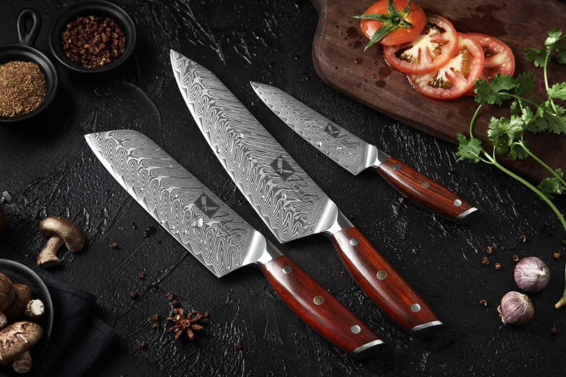 Complete Set: Paulie Collection Premium Chef Knife, Utility and Santoku
